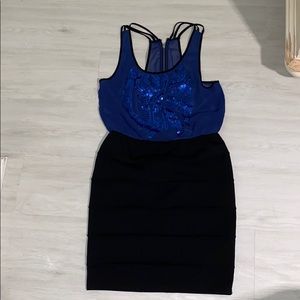 Blue and black dress
